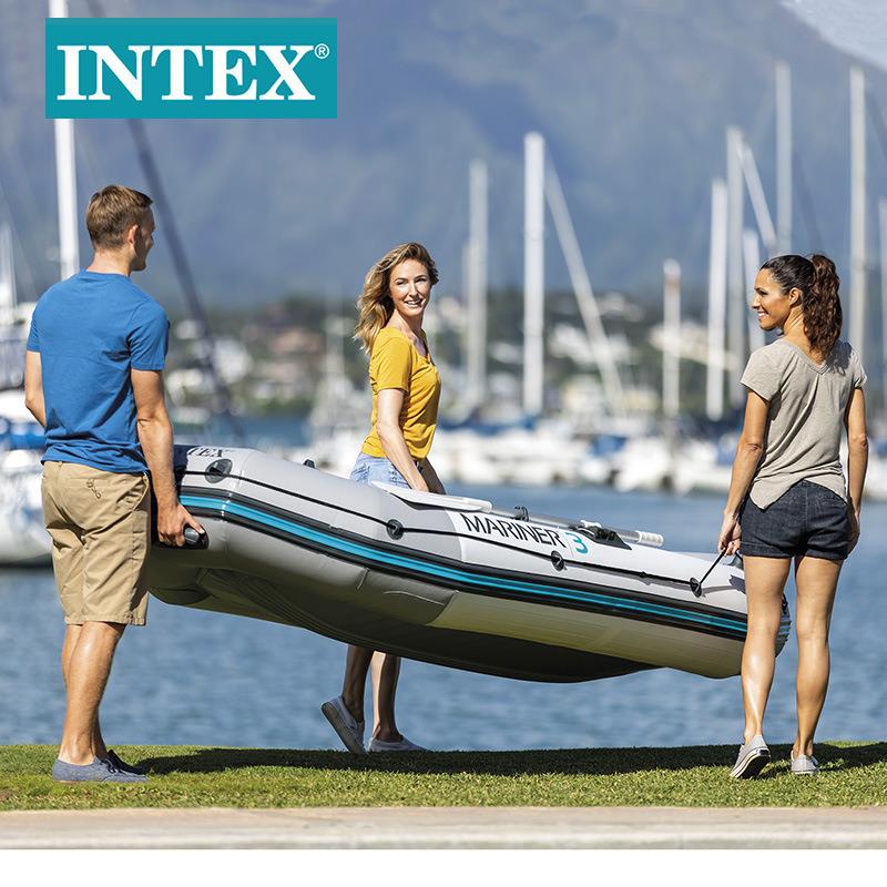 INTEX68373专业水手三人船组充气橡皮艇加厚漂流船冲锋艇