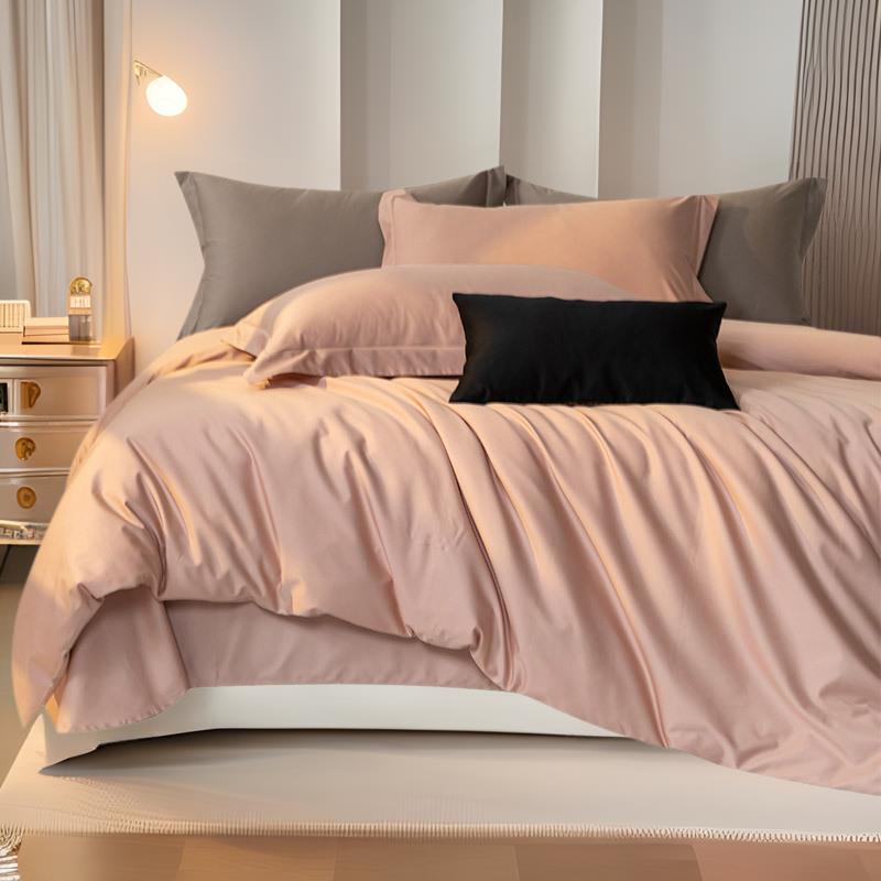 高端A类140支匹马棉四件套纯色全棉纯棉贡缎长绒棉亲肤裸睡四季款