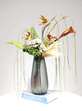 高档花艺现代绿色仿真花束摆件酒店民宿售楼部卫生间洽谈桌装饰品