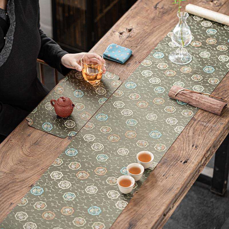 新中式织锦桌旗禅意防水茶席茶台布艺长条茶几桌布茶桌垫布床旗