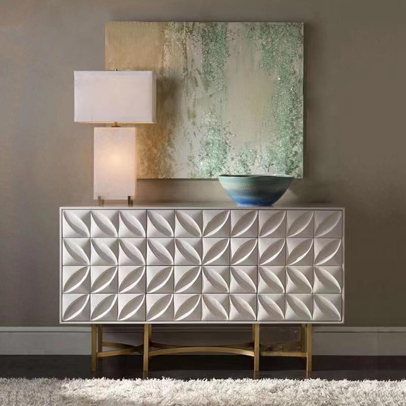 简约艺术诧寂风餐边柜储物收纳个性网红储物柜意式极简烤漆玄关柜