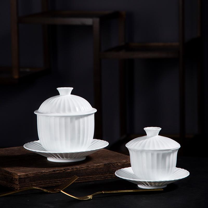 景德镇高温白玉瓷带盖炖盅曼辉汤盅位上一人份甜品碗酒店创意餐具