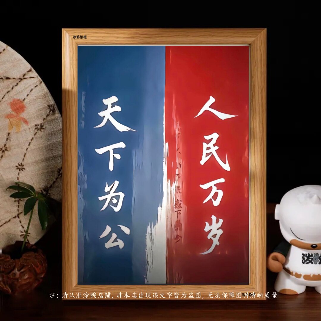 红色励志相框装裱字画框摆件