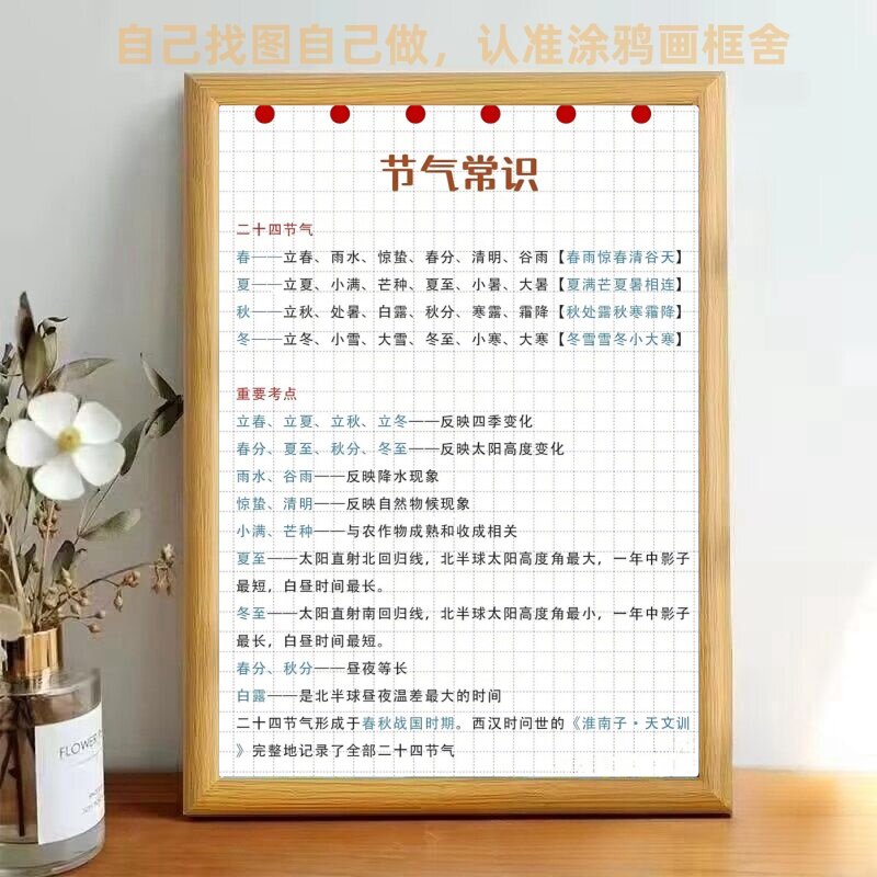 节气常识传统日历周边木质相框新款小众开业帅气台摆件