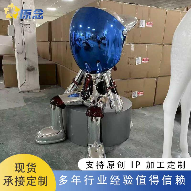 电镀IP潮玩机器猫玻璃钢科技酒吧商场落地摆件会所售楼部雕塑定制