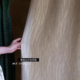 纯亚麻本色窗帘定制宽幅2.8米国风天然面料布帘 山川河流」提花