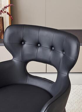 意式极简约真皮餐椅背休28943闲家用靠书子椅简凳餐厅设计师带扶