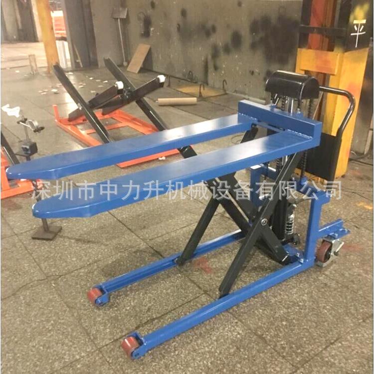 1吨脚踏剪式升高液压台运HVT台车手动液压平地牛剪搬叉高起升平车