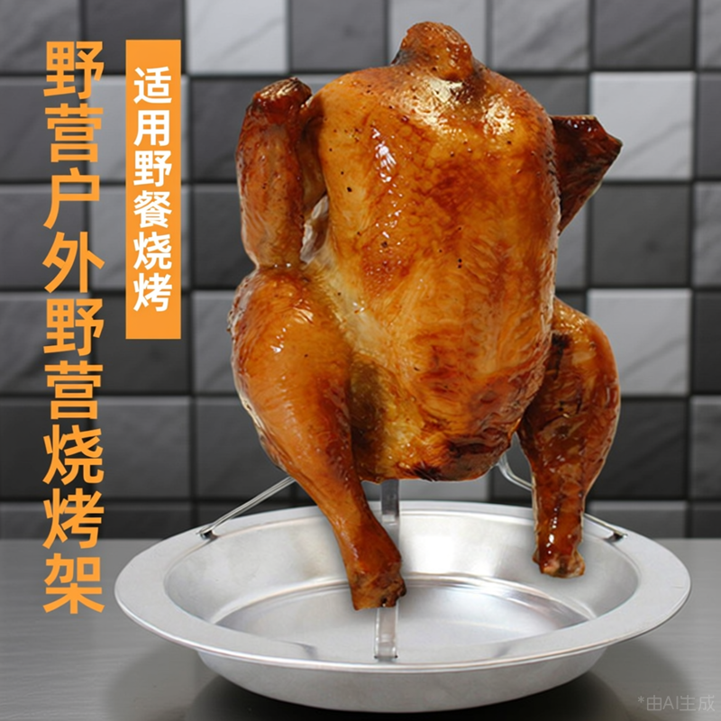 不锈钢火鸡架家用烤鸡架烤盘烧烤架野外露营烧烤架烧烤BBQ可拆卸