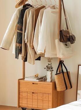 桃帽桃实衣架卧室落地挂衣架床头木衣架家用床可边储物柜子87271