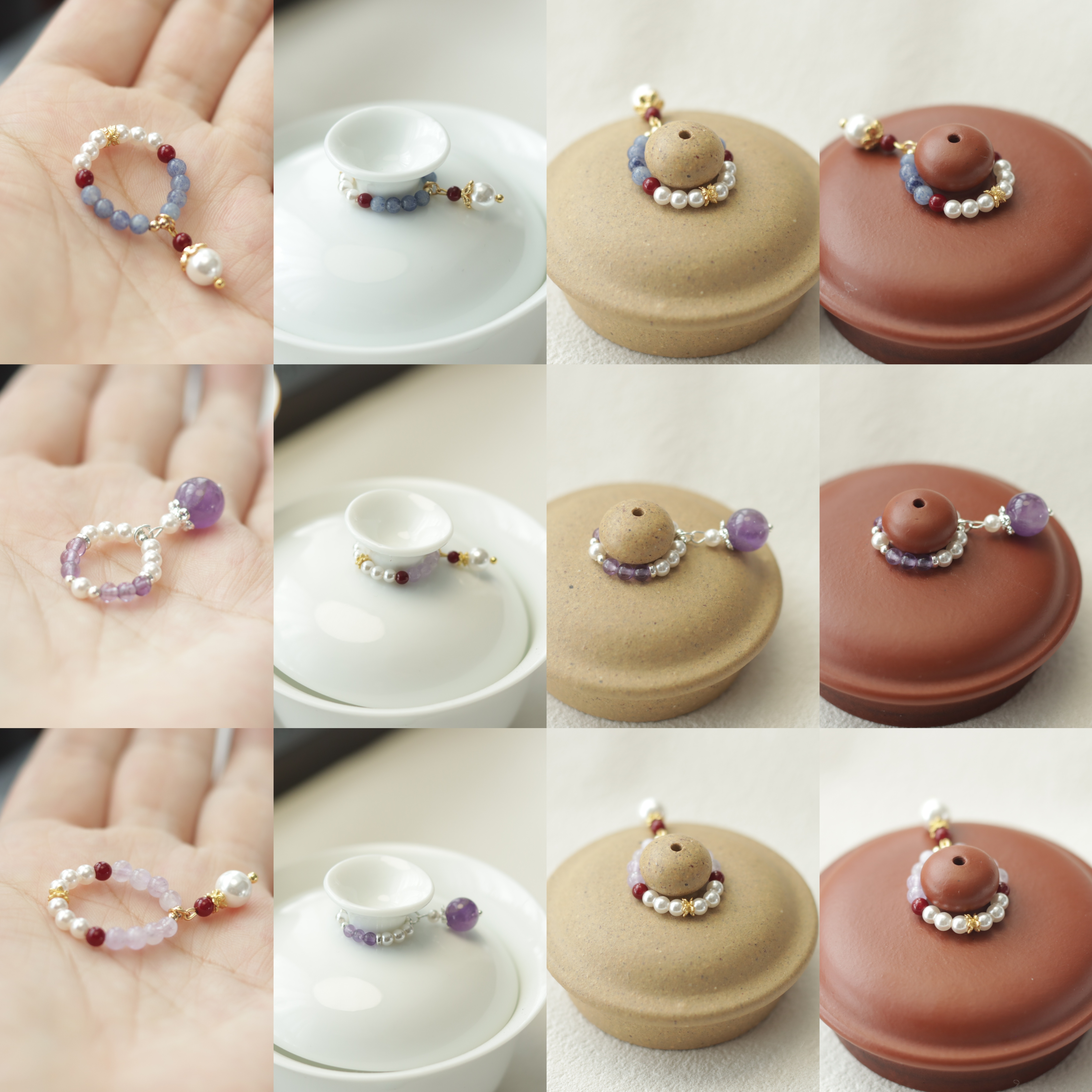 原创手工紫砂壶盖小提溜紫水晶茶壶小提溜盖碗配饰装饰小吊坠