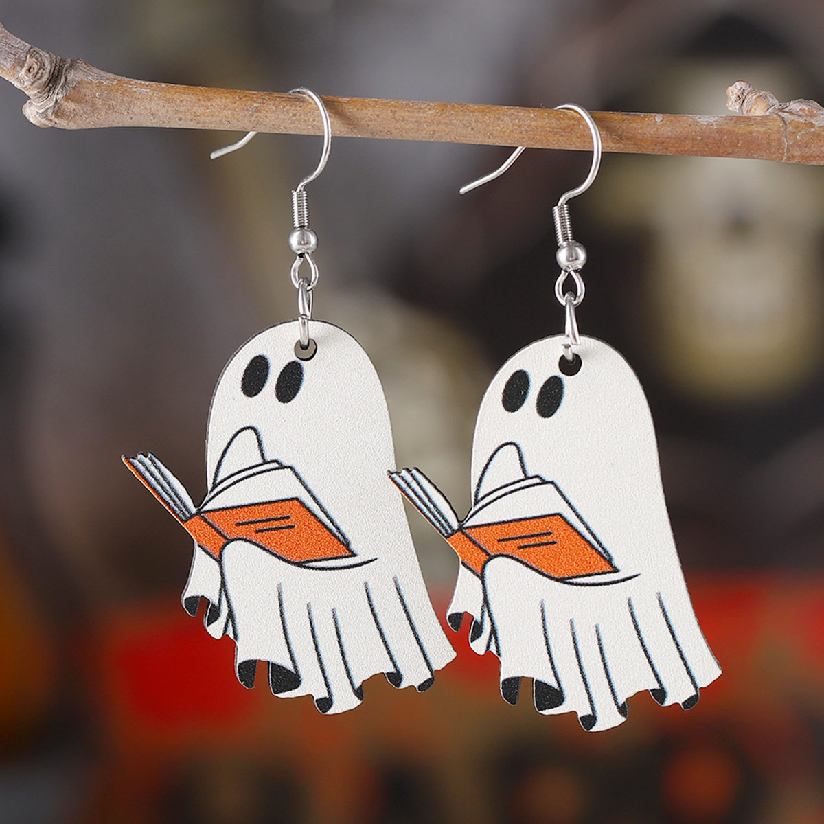 Gothic Ghost Book Statement Earrings
