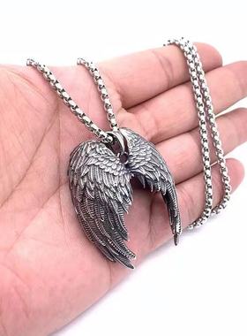 跨境热销复古天使翅膀吊坠欧美男士时尚创意吊坠项链配饰
