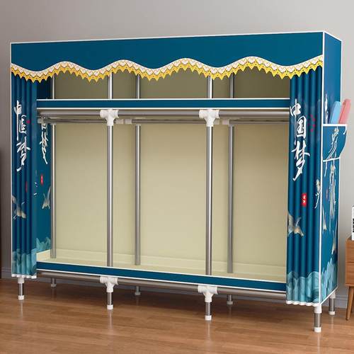 布衣柜家用卧室出租房用简易组装全钢架加粗钢管工厂外贸