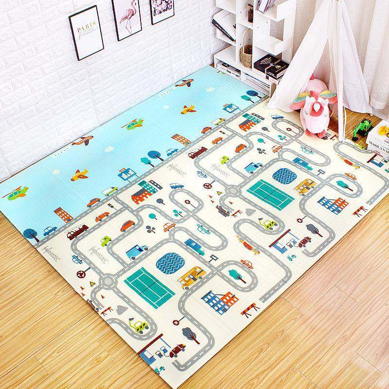 婴儿爬爬垫折叠双面可用爬行垫安全xpe学步垫床边防摔泡沫垫