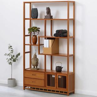 博古架实木中式书架茶家具酒柜花架隔断柜客厅摆件多层落地置物架