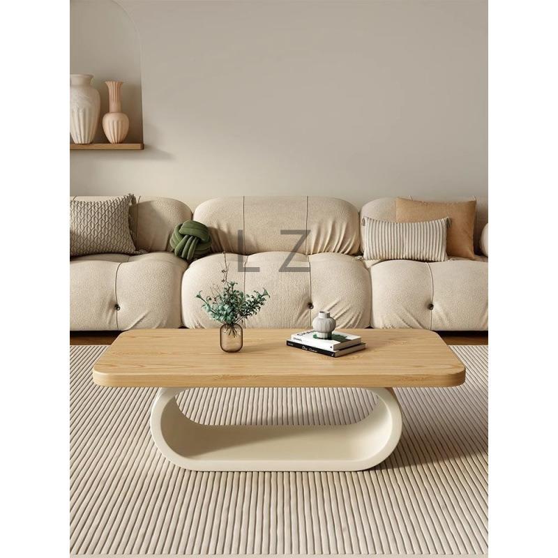 LZ1奶油风实木茶几家用小户型原木茶台客现代简约创意网红方形茶