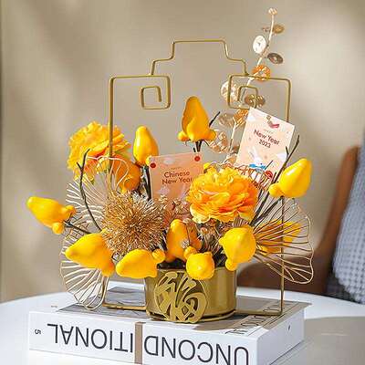 2026新款轻奢高档仿真花假花摆设五代同堂果客厅餐桌装饰花艺摆件