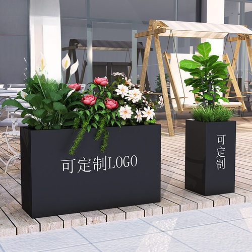 户外铁艺花箱组合室外花槽隔断广场商业金属不锈钢移动式花架定