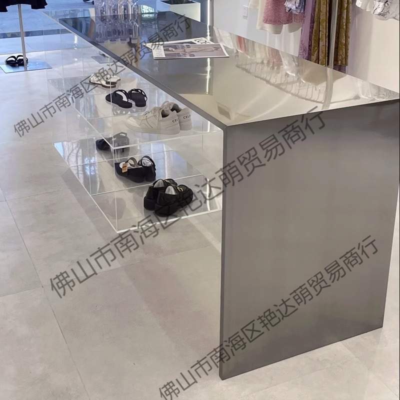 服装店亚克力中岛台展示桌流水台不锈钢组合陈列摆台轻奢简柜