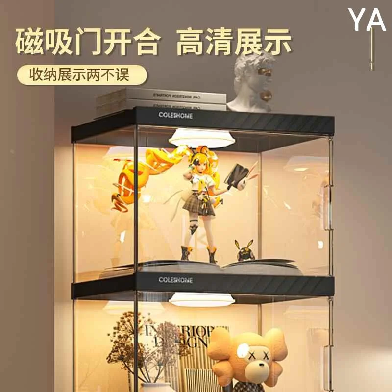 书架落地置物架客厅收纳柜子带柜门儿童透明展示简易防尘家用新款