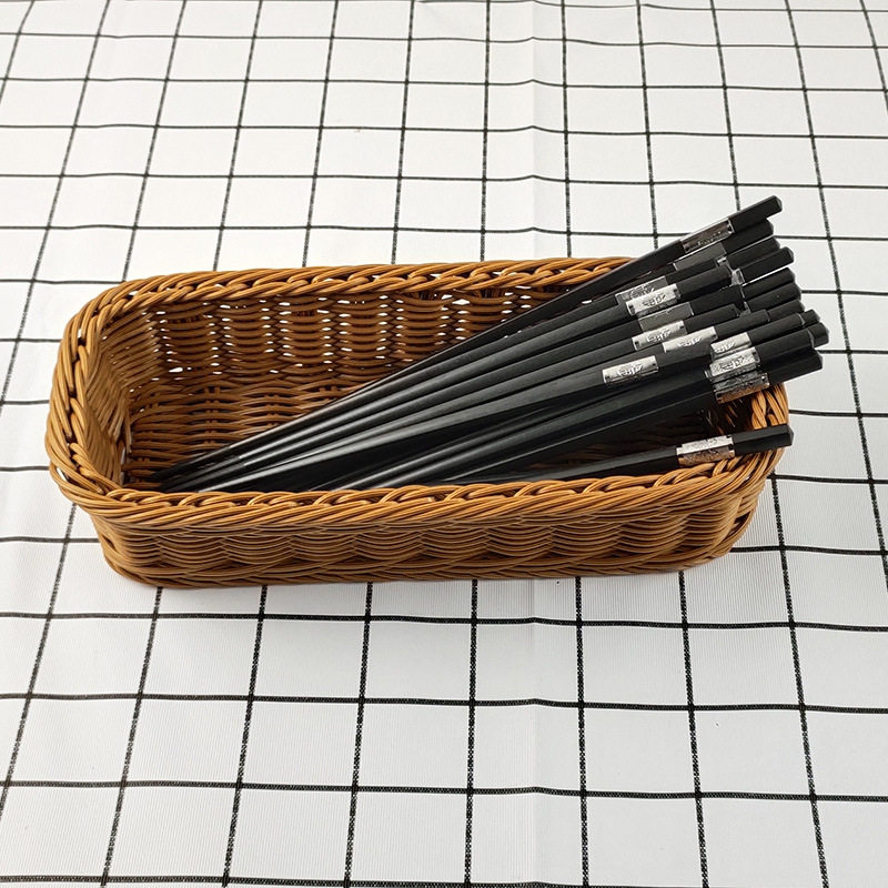 塑料仿藤编方形筷子篮日式西餐刀叉篮家用筷笼沥水厨房餐具收纳盒,餐饮具,筷子盒,淘宝优惠券,粉丝福利购,淘宝优惠卷