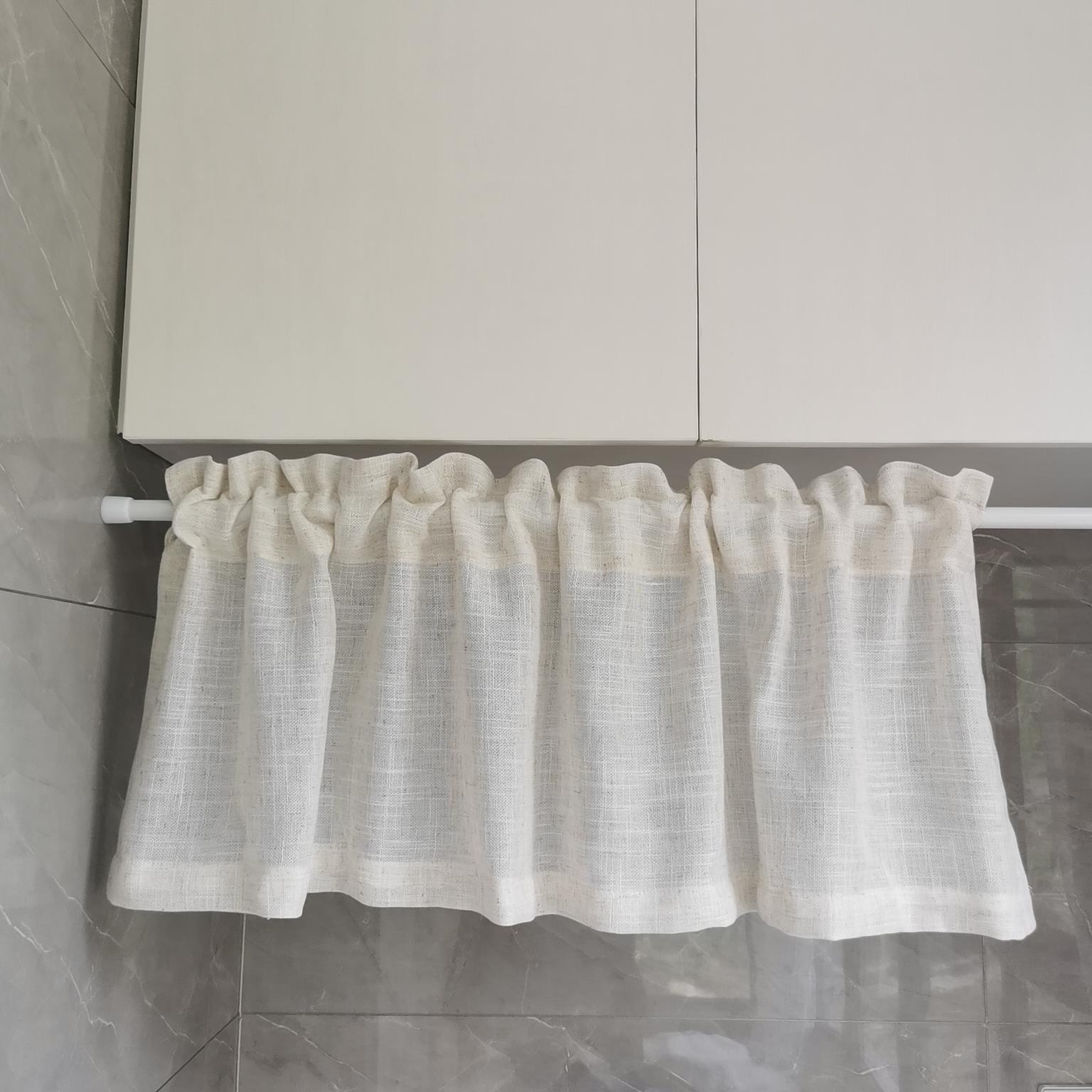 拾光日式透气棉麻短帘半帘咖啡侘寂风门帘柜帘小窗帘复古穿杆定制