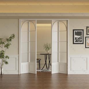 定制法式复古白色折叠门隔断门推拉门铝合金卧室客厅卫生间玻璃门