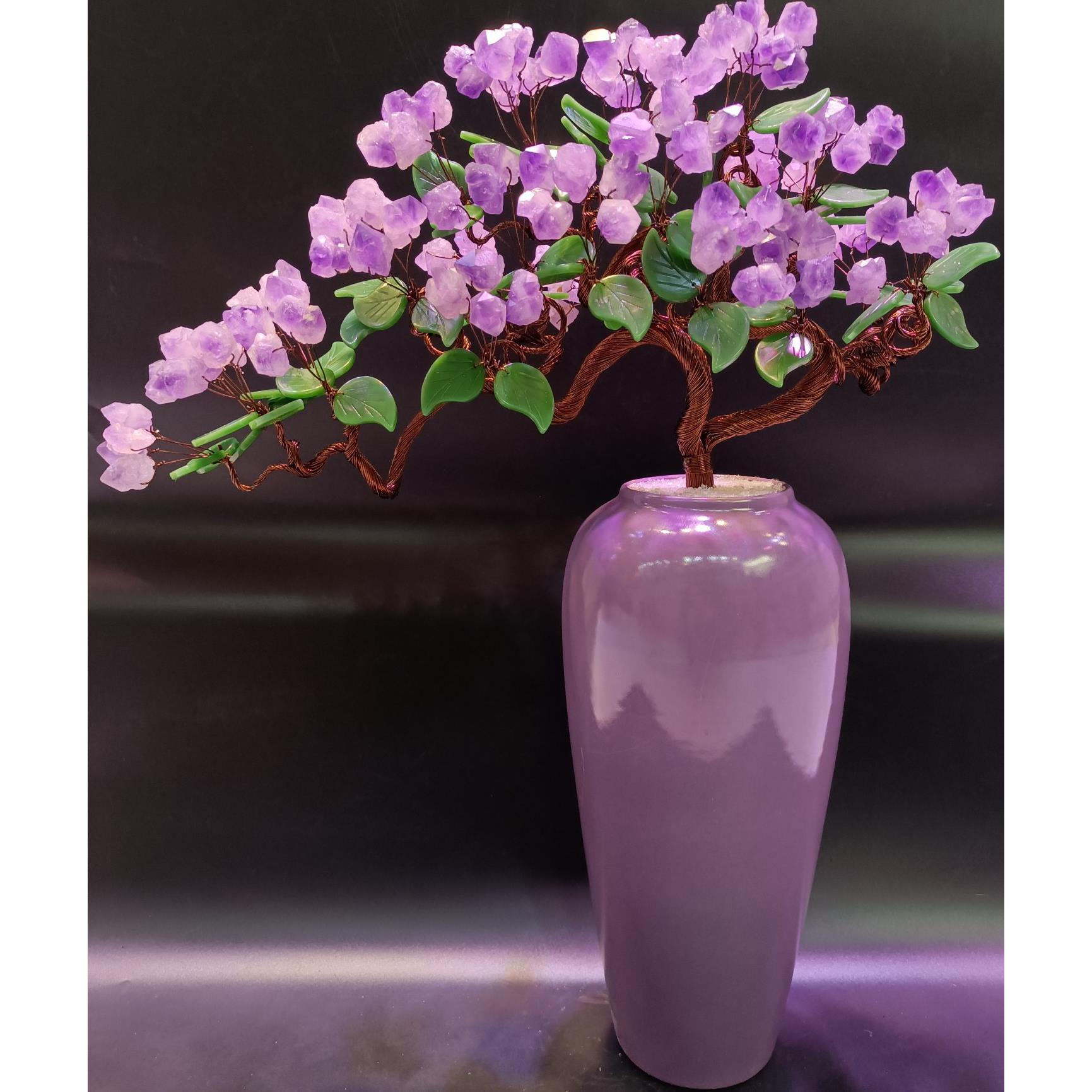 紫水晶发财树黄水晶摇钱树家居摆件客厅玄关酒柜店铺开业乔迁送礼