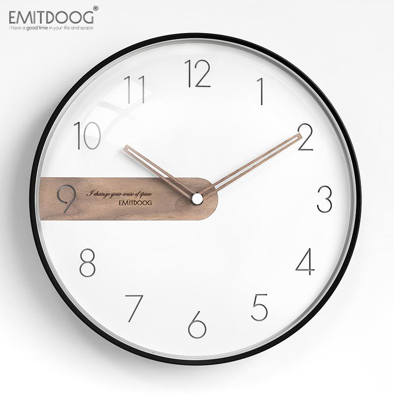 emitdoog北欧现代简约客厅挂钟挂墙时钟家用创意免打孔石英钟表