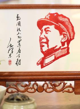 湖南湘绣双面绣礼品摆件精品手工刺绣毛主席泽东画像高级苏绣礼品