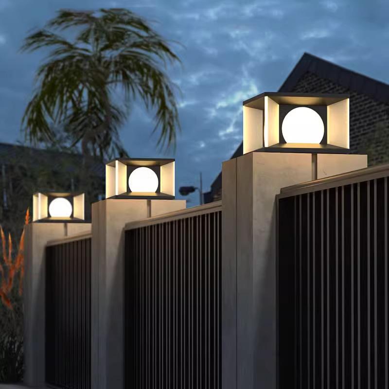太阳能柱头灯户外庭院灯防水别墅大门柱子灯围墙门柱灯院子立柱灯