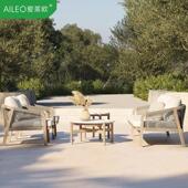 高档户外沙发别墅庭院露天防腐柚木沙发院子室外休闲藤编椅沙发