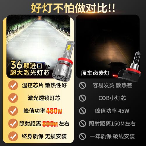 适用英菲尼迪Q50L升级led超亮大灯远光近光雾灯车灯改装汽车灯泡