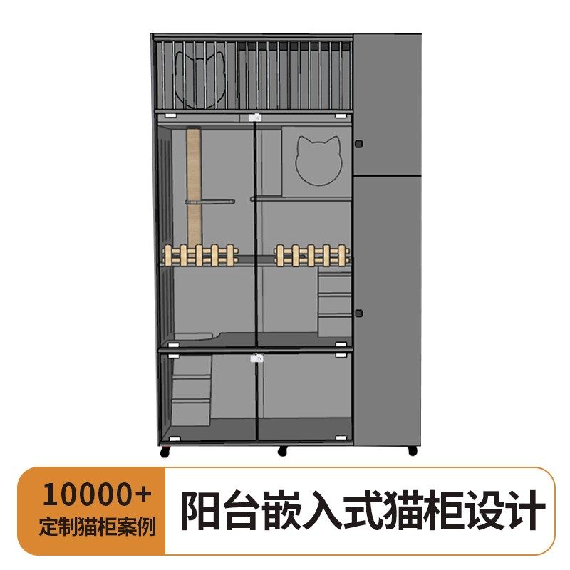 实木多猫别墅笼家用小户型阳台猫笼 三层猫窝防飞毛订制工厂直营图片