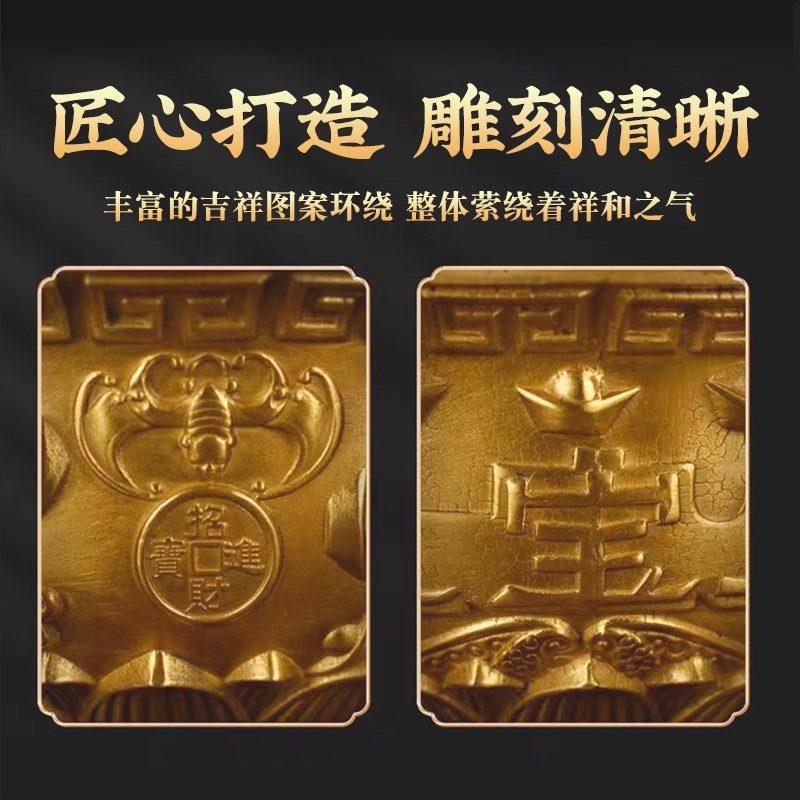 聚宝盆摆件招财聚财纯铜铜制莲花聚宝盆结婚陪嫁客厅玄关日进斗金