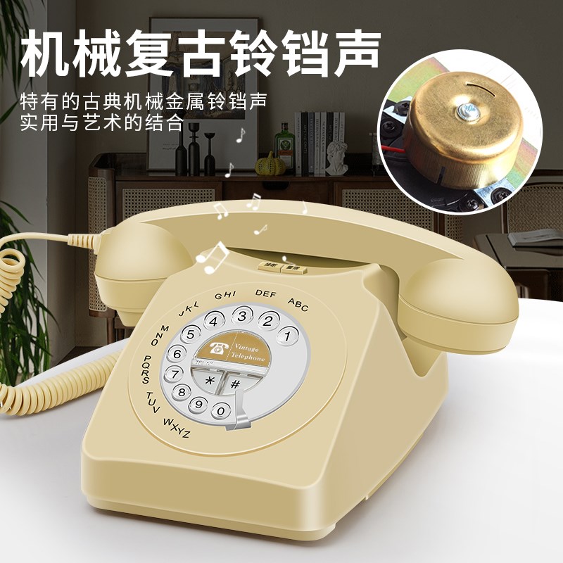 欧式复古电话机座机家用仿古电话机时尚创意老式电话装饰摆件道具