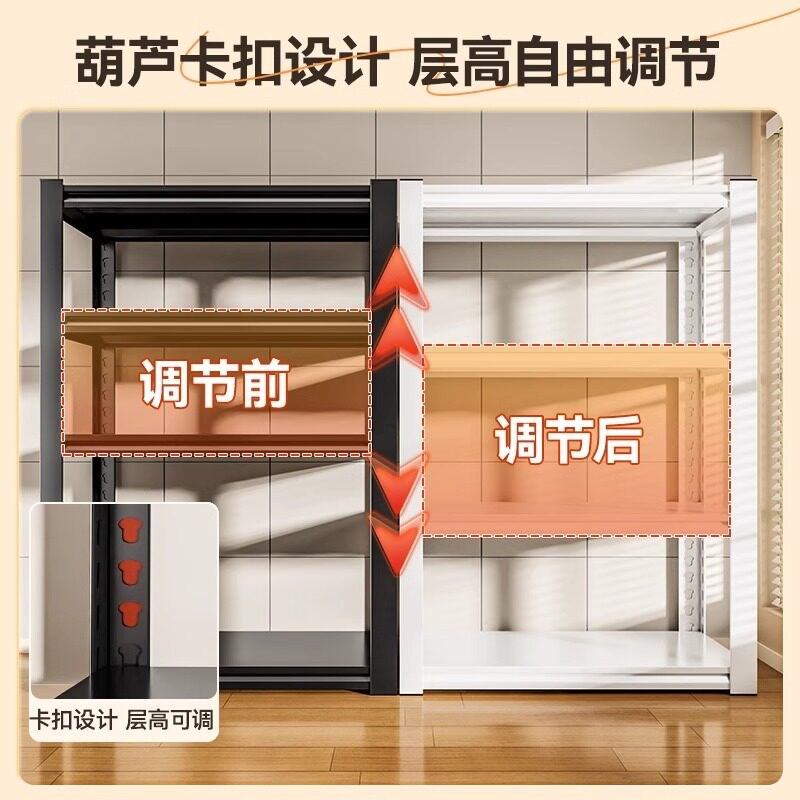 阳台货架置物架落地多层储物架杂物间展示架厨房家用收纳架子碳钢