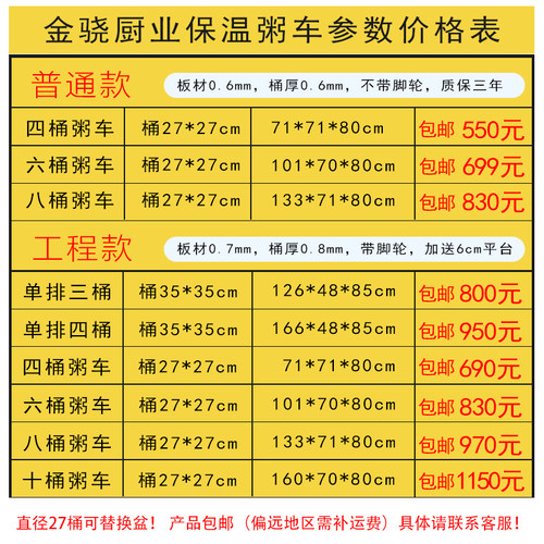 商用不锈钢保温粥车 加厚款多桶燃气快餐车 食品级保温售饭台
