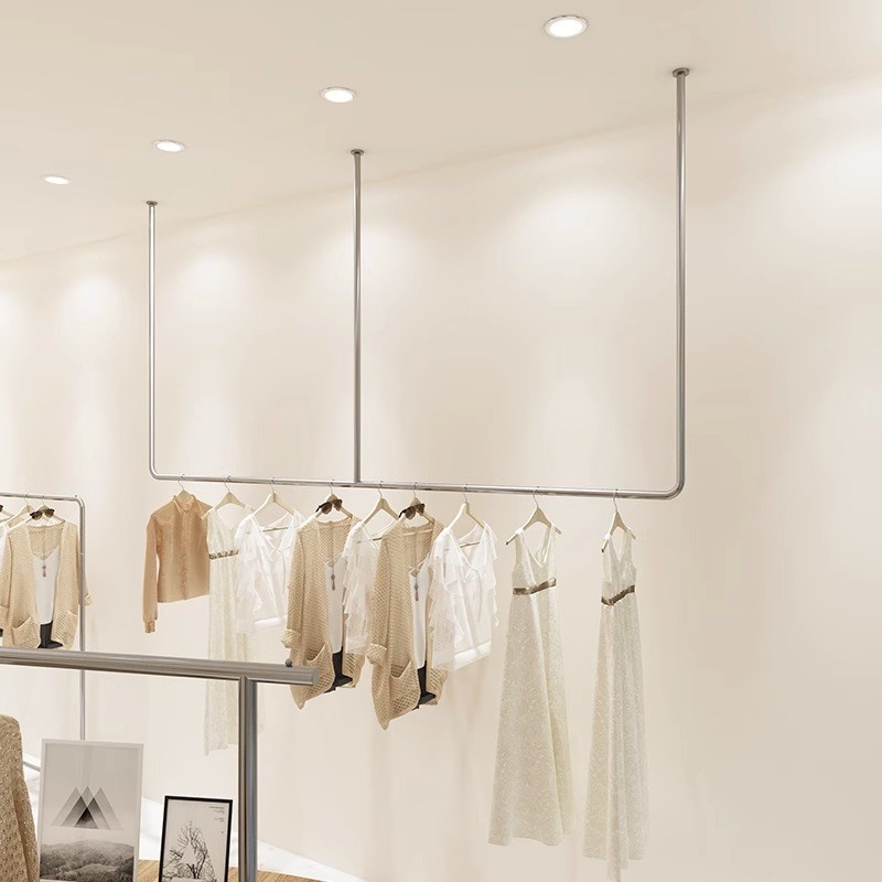 服装店展示架不锈钢上墙挂衣架男女装U型简约吊架童装定制陈列架