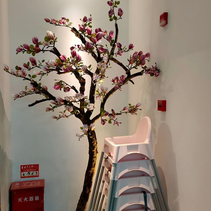 高档仿真白玉兰花树干树枝假花假树客厅家居装饰景观造型树定制