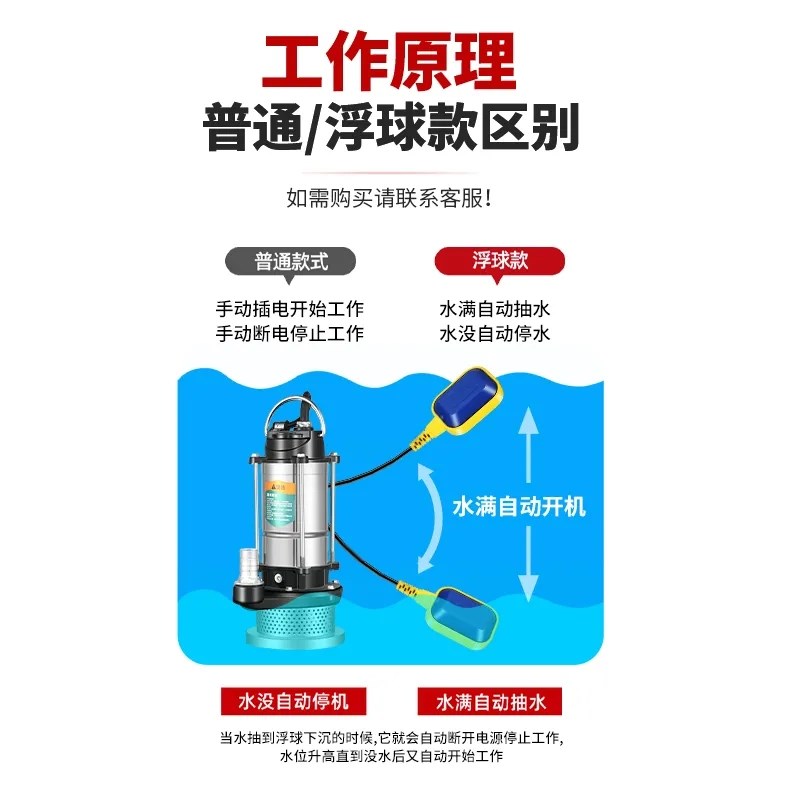 不锈钢潜水泵220v水泵大功率农用污水泵家用高扬程清水泵抽水水泵