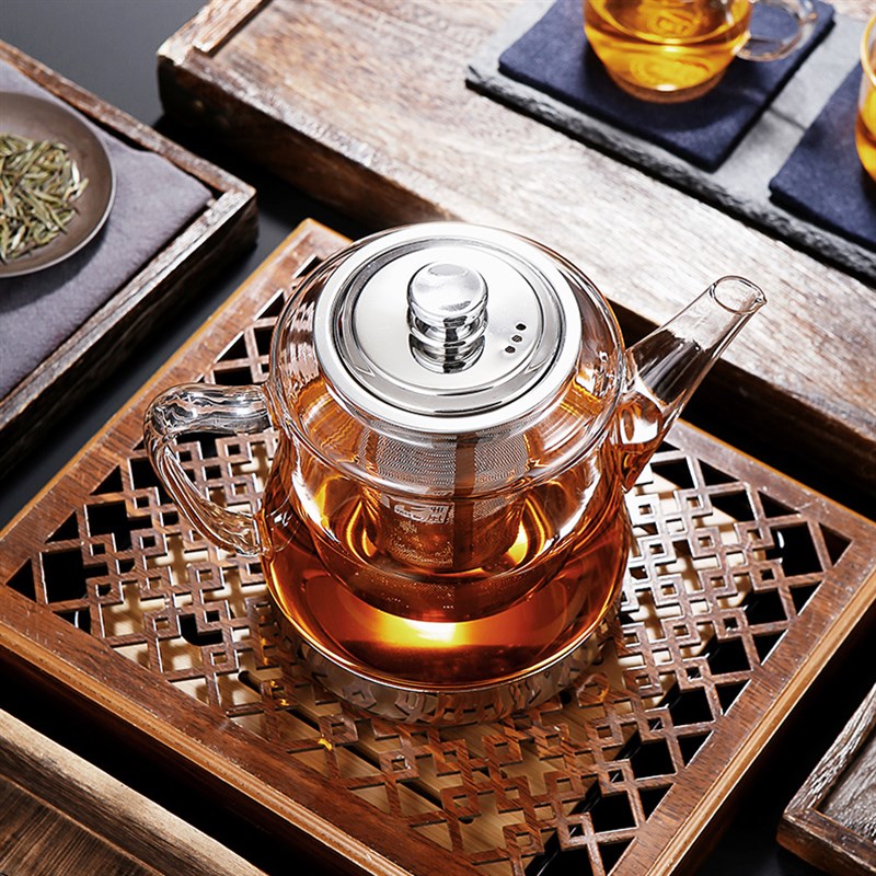 雅风不锈钢茶壶电磁炉玻璃壶耐高温加厚泡茶烧水壶家用茶具套装