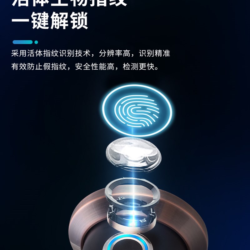 房间门智能指纹锁家用卧室木门室内办公室门电子密码锁替换球形锁
