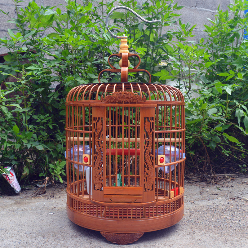 画眉鸟笼竹制手工八哥鹩哥家用中大号全套高档老竹精品画眉鸟笼子