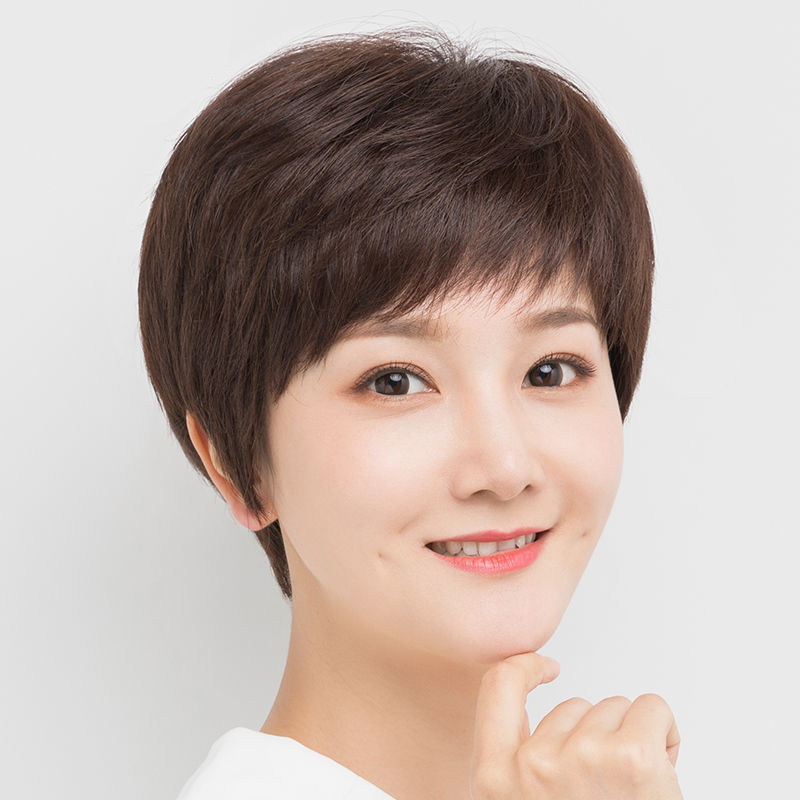 假发女短发发型中老年女士全真发透气妈妈款短直发气质减龄假发套