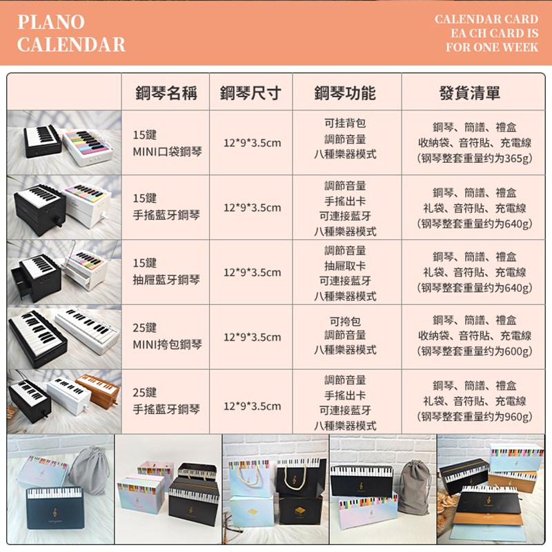 五月天可弹奏的钢琴桌历万年历蓝牙音响带灯光送男女朋友礼物