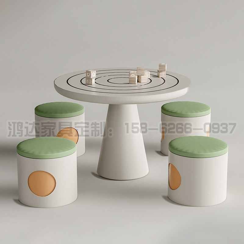 儿童早教中心美工桌椅套装六点半学堂画室美术绘画桌学习手工圆桌