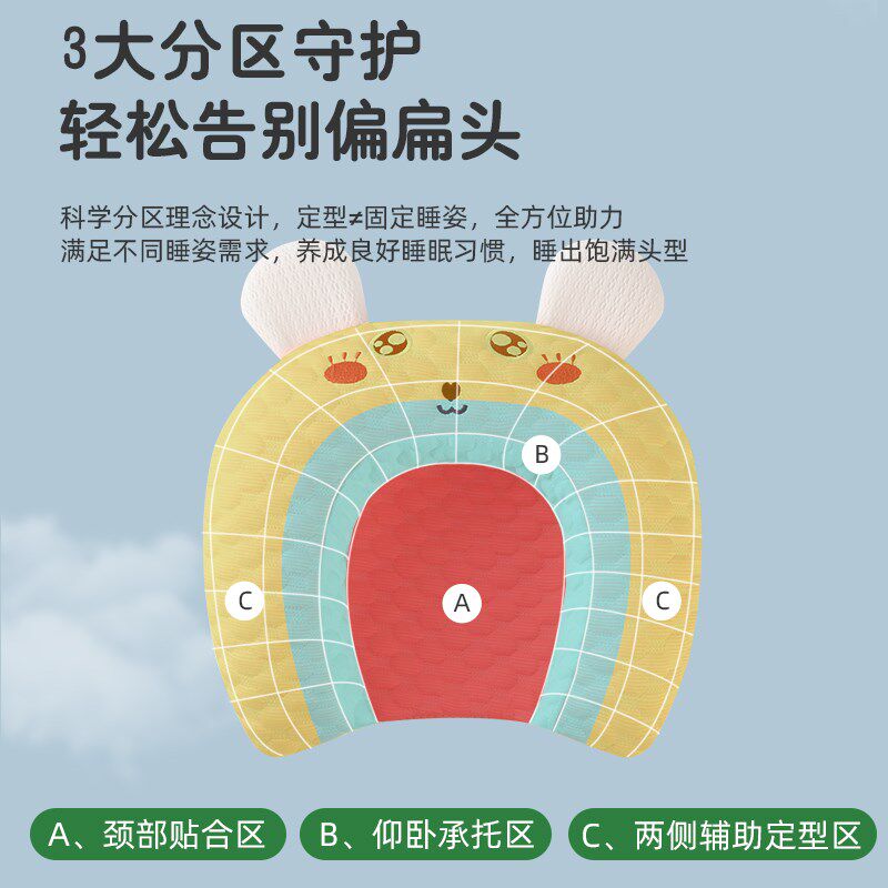 婴儿定型枕0到6个月-1岁新生宝宝矫正头型冰丝凉枕纠正尖偏扁头夏