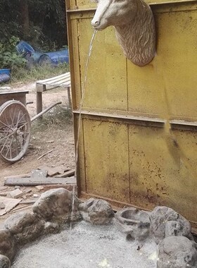 家居墙面装饰挂件园林鱼池水景鹿头雕塑壁挂流水喷泉招财风水摆件